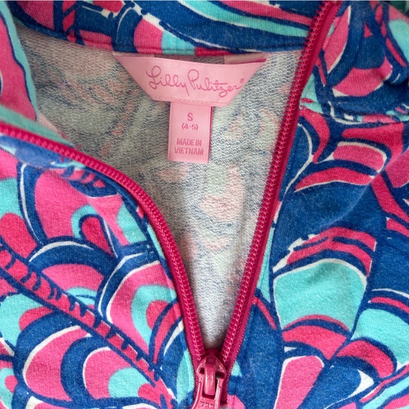 Lilly Pulitzer Girls Reel Me In print Mini Skipper Popover 1/2 Zip EUC - Picture 4 of 8